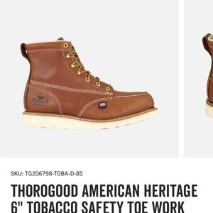 Thorogood Tobacco Safety Steel Toe Work Boots Men’s size 10 American Heritage 6”